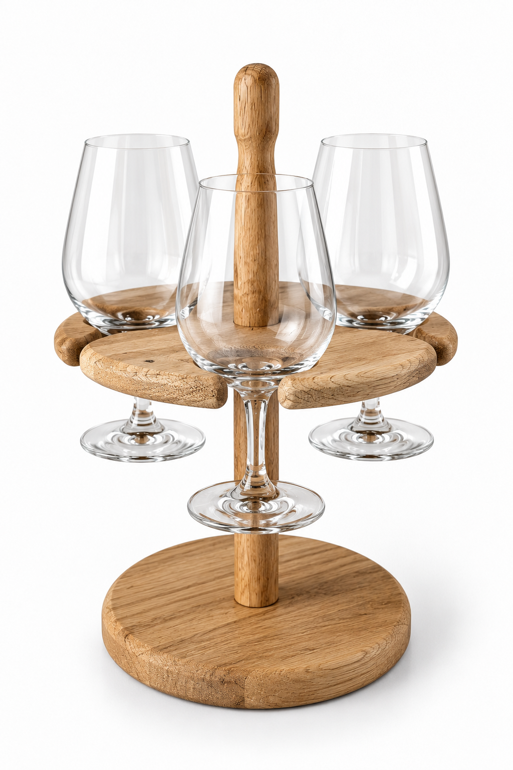 Vinprovarställ i massiv ek – med tre glas - Bild 4